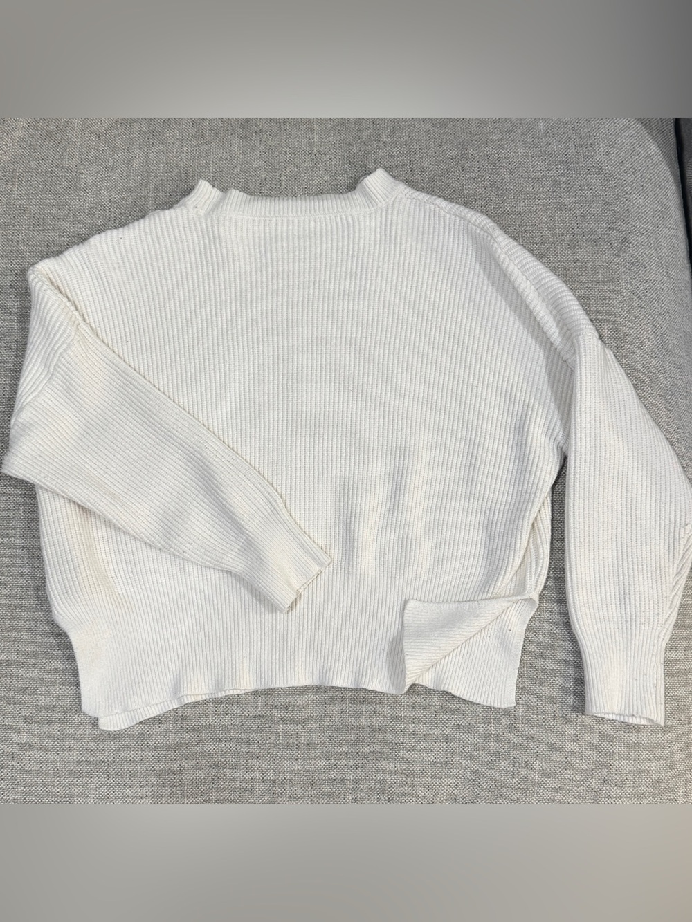 Women's Cream Ribbed Mock Neck Sweater - Picture 4 of 5